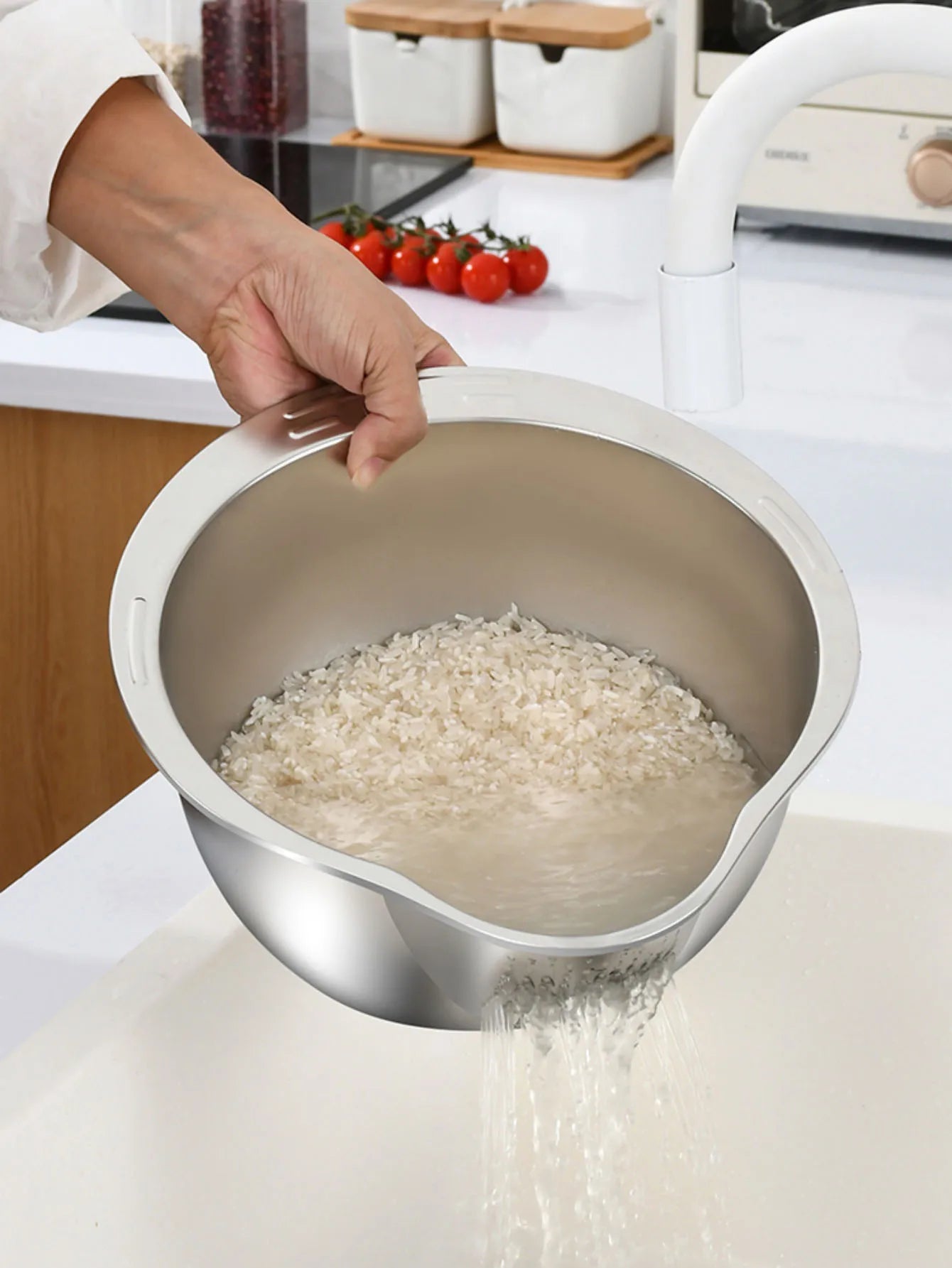 Stainless Steel Rice Washer Strainer Bowl