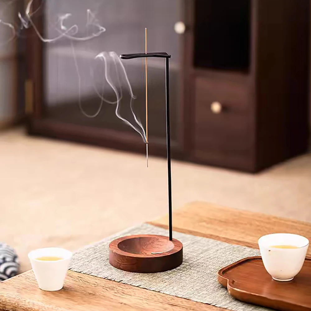 Creative Upside Down Incense Burner: Wooden, Anti-Ash Zen Decor.