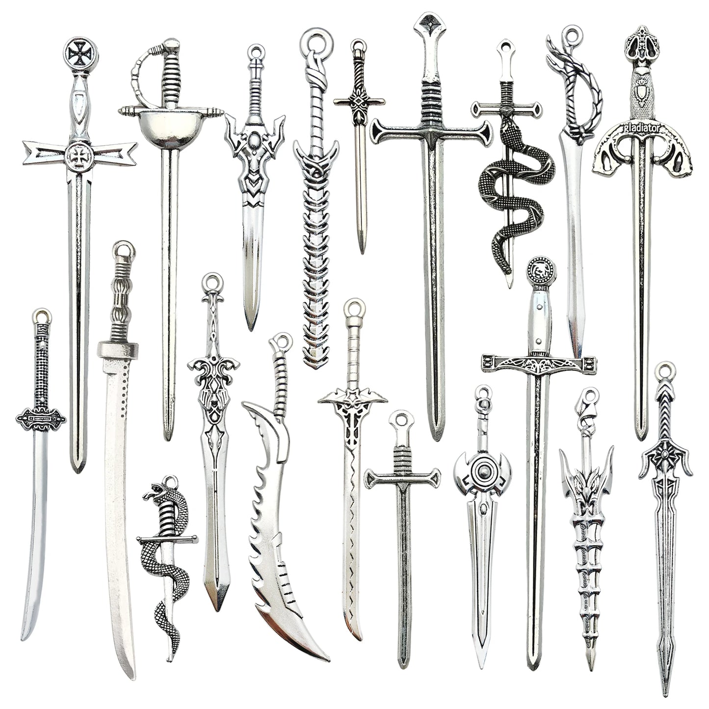 20-Piece Ancient Silver Sword Bookmark Set