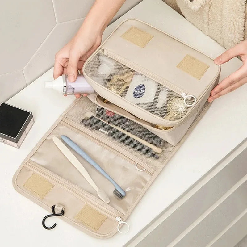 Waterproof Travel Makeup & Toiletry Bag: Hanging Organizer with Hook.