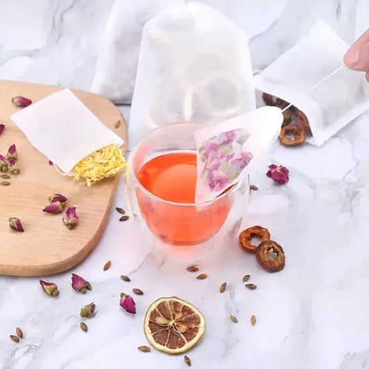 100 Pcs Disposable Tea Filter Bags: Effortless, Mess-Free Brewing.