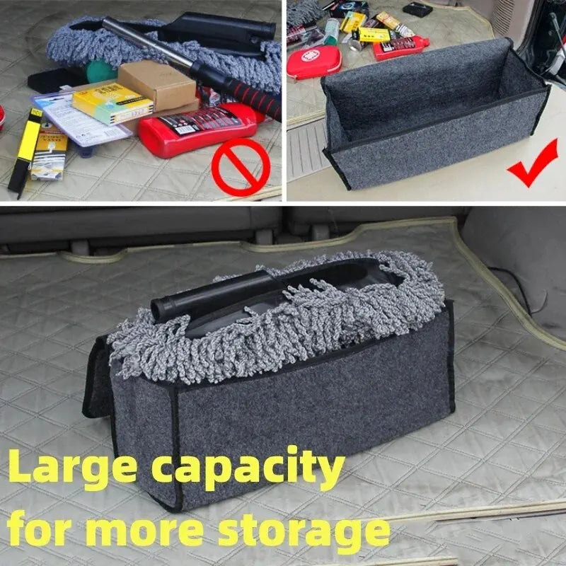 Large Anti-Slip Car Trunk Organizer: Soft Felt Compartment Storage.