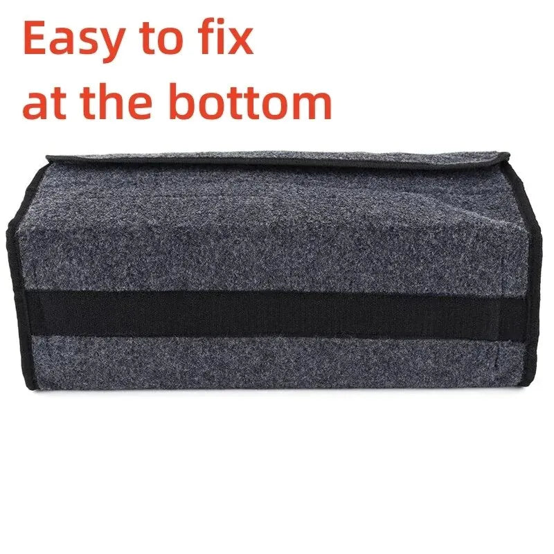 Large Anti-Slip Car Trunk Organizer: Soft Felt Compartment Storage.