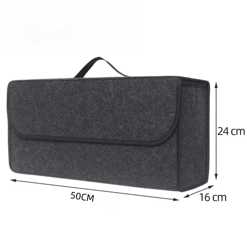 Large Anti-Slip Car Trunk Organizer: Soft Felt Compartment Storage.