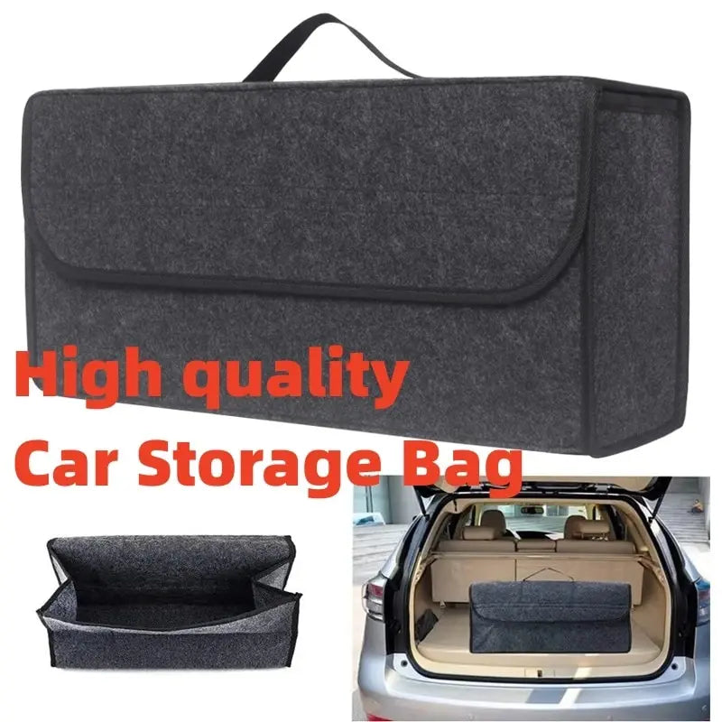 Large Anti-Slip Car Trunk Organizer: Soft Felt Compartment Storage.