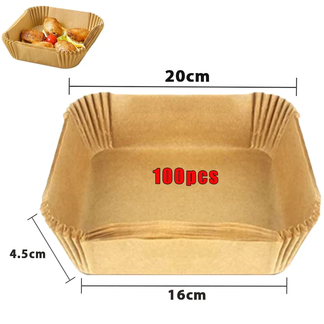 Air Fryer Disposable Paper Liners: 50/100 Pcs Non-Stick Baking Papers.