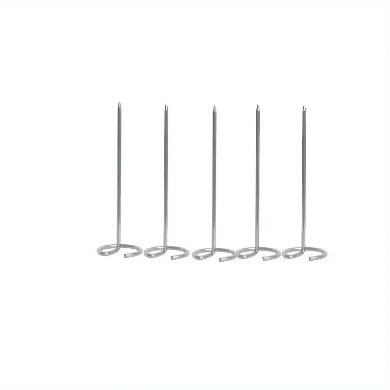 10PCS Reusable Stainless Steel Skewers with Anti-Roll Rings