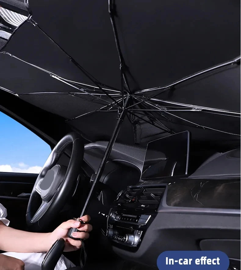 Folding Windshield Sunshade Umbrella: Instant Car Sun Protection.