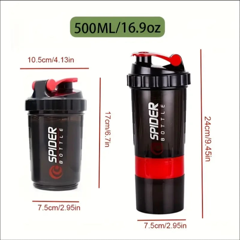 2-Tier Protein Shaker Bottle: Integrated Power Container for Gym & Fitness.