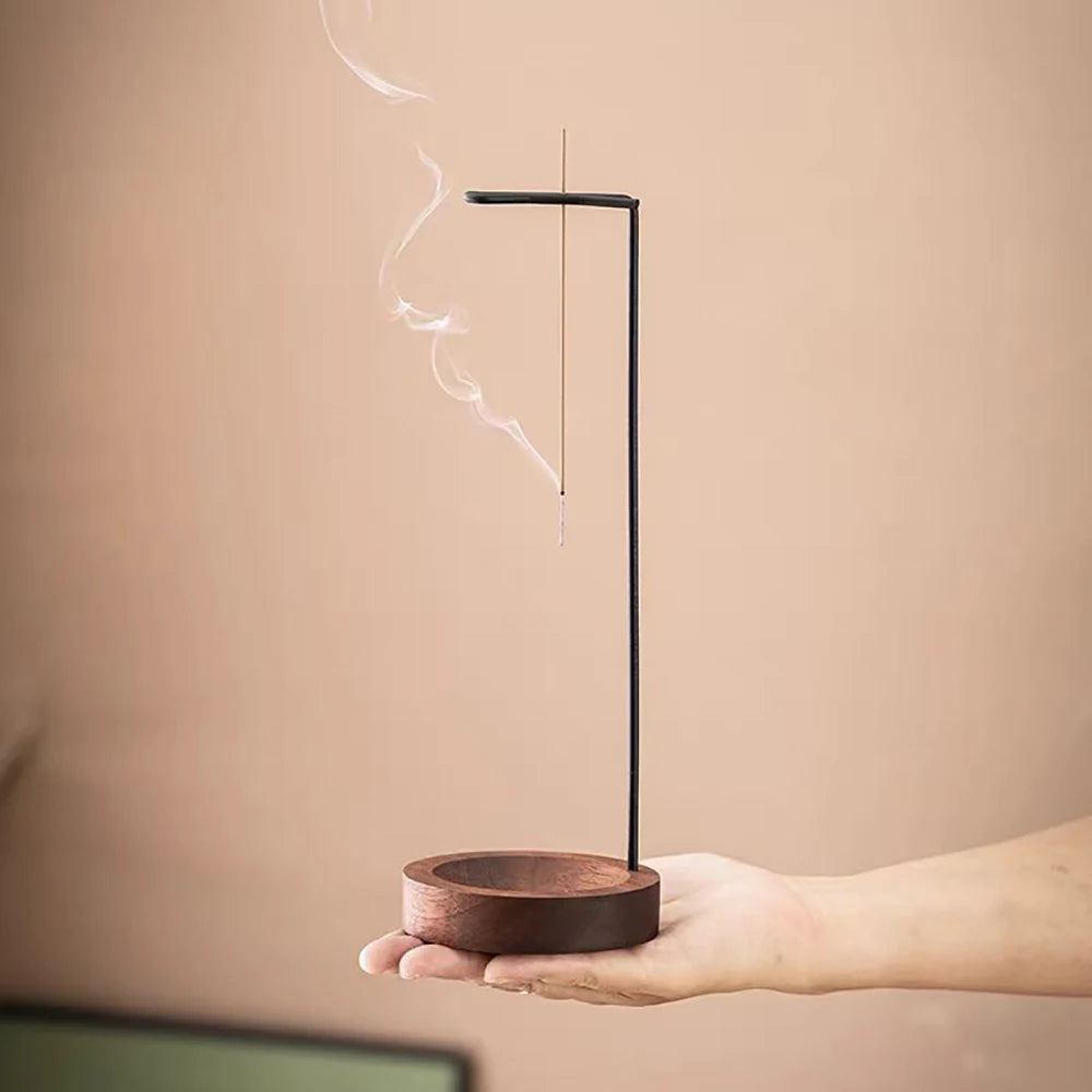 Creative Upside Down Incense Burner: Wooden, Anti-Ash Zen Decor.