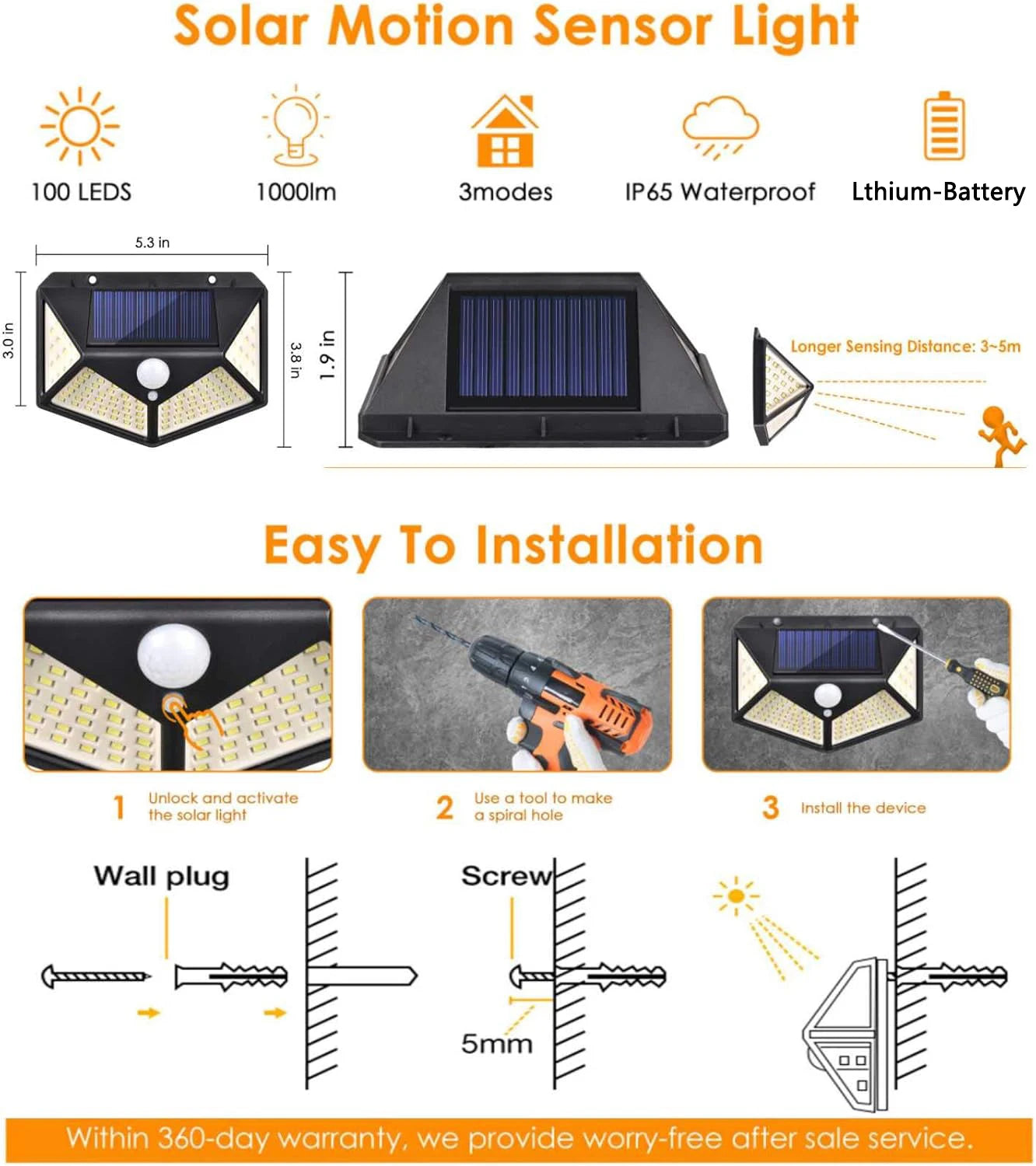 100LED Solar Motion Flood Light