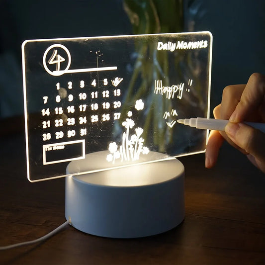 LED Message Board Night Light: Creative Rewritable Memo & Warm Decor.