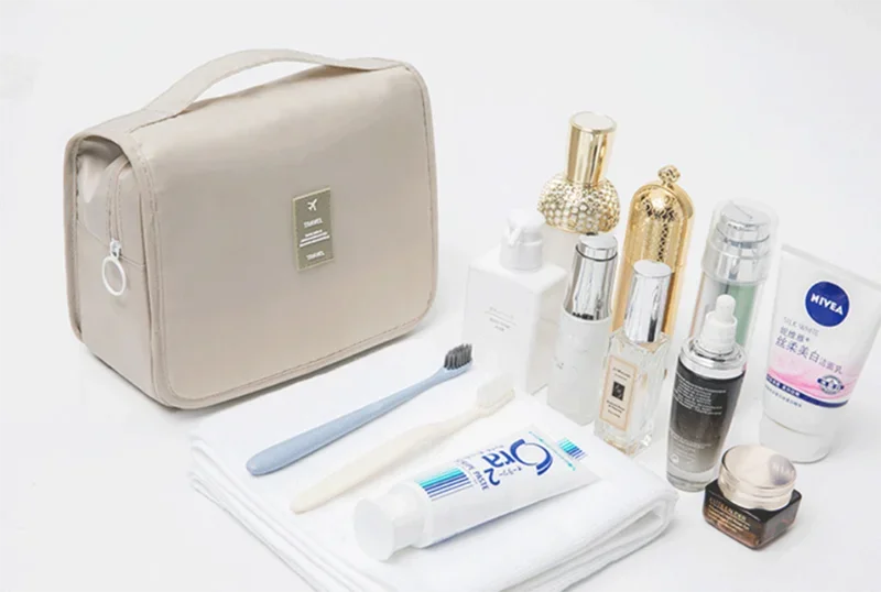 Waterproof Travel Makeup & Toiletry Bag: Hanging Organizer with Hook.