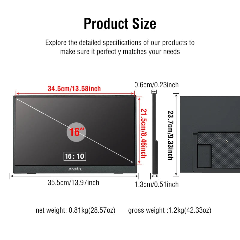 Anmite 16-Inch Portable Touch Monitor: Your Command Center, Anywhere.