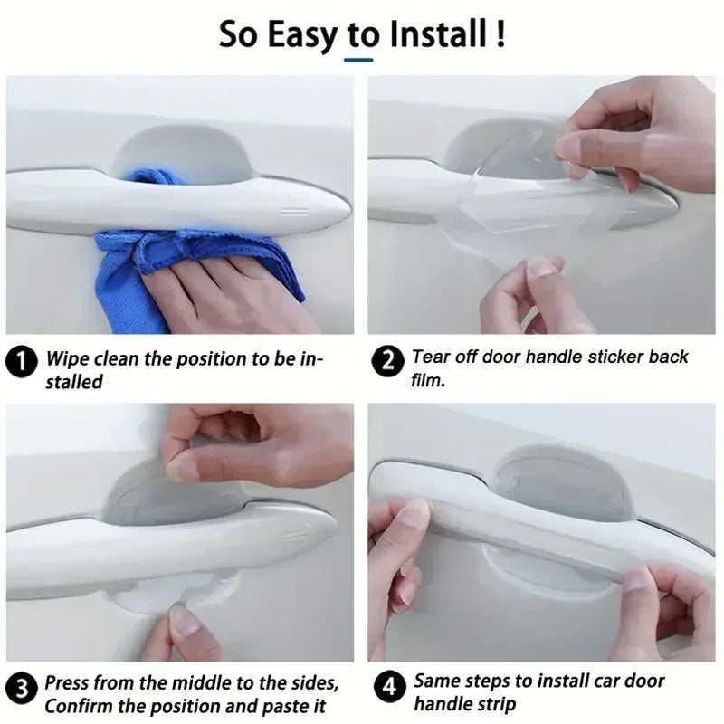 8PCS Universal Car Door Handle Protectors: Invisible Shield for Your Ride.