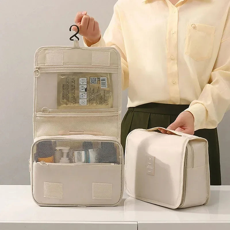 Waterproof Travel Makeup & Toiletry Bag: Hanging Organizer with Hook.