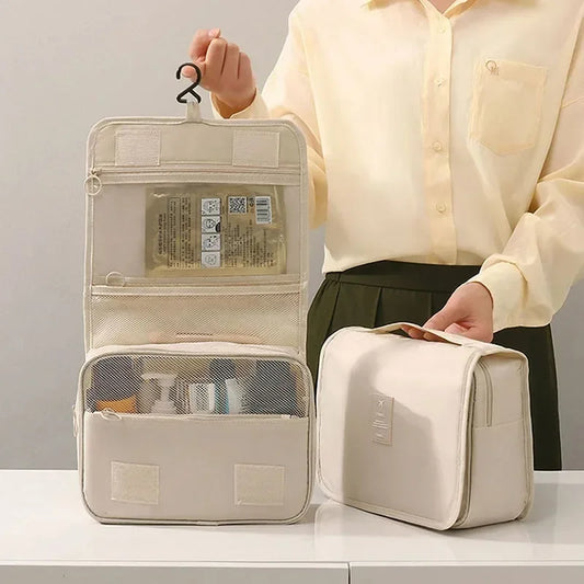 Waterproof Travel Makeup & Toiletry Bag: Hanging Organizer with Hook.
