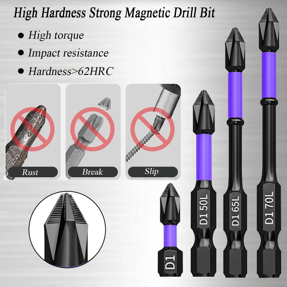 Magnetic Phillips Impact Screwdriver Bits (6/12 pcs Set)