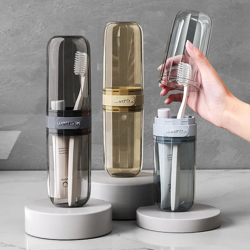 Transparent Toothbrush Travel Case: Clean & Portable On-the-Go Protection.