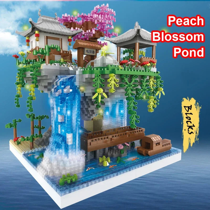 Chinese Peach Blossom Tree House: Illuminated Micro-Block Architecture.