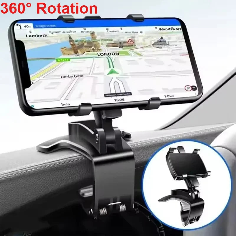 Universal Dashboard Phone Holder: Easy-Clip Mount Stand for GPS Navigation.