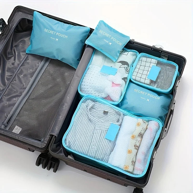 6Pcs Multifunction Travel Packing Cubes: Waterproof Luggage Organizer Set.