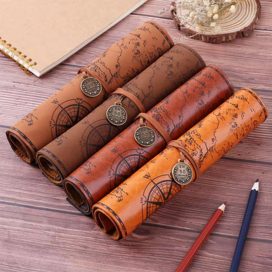 Vintage Treasure Map Pencil Roll: The Perfect Roll-Up Organizer.