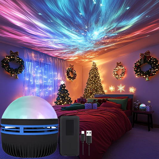 LED Projection Lamp – Color-Changing Northern Lights with Remote