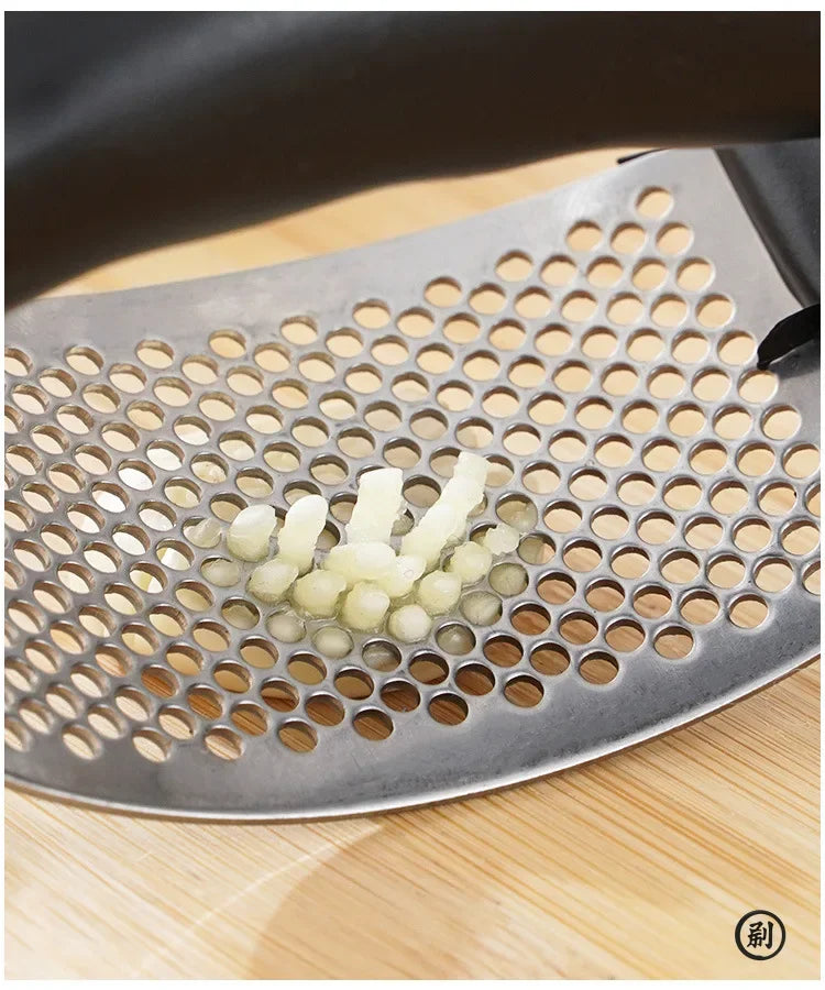 Stainless Steel Garlic Press: Effortless Crushing, Instant Flavor.