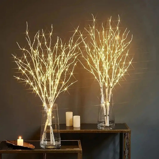 White Birch Branch Lights: 20 LED Fairy Willow for Home & Holiday Decor.
