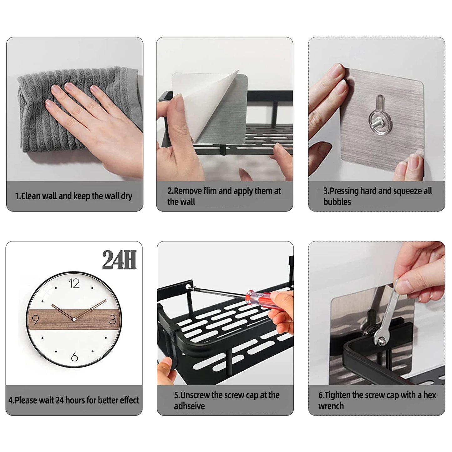 Wall-Mounted Shower & Shampoo Storage Rack.