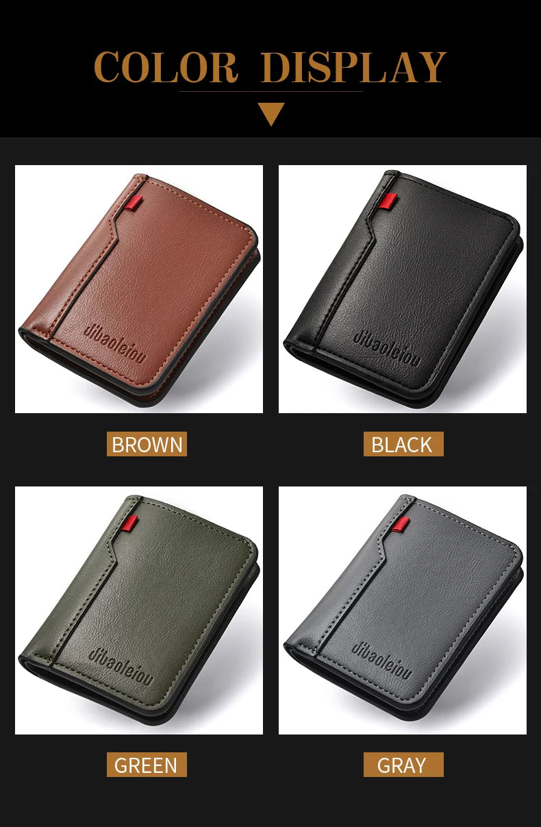 Ultra-Thin PU Leather Card Holder: Minimalist Men's Vertical Wallet.