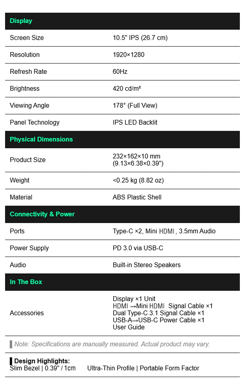 Anmite 10.5-Inch Portable Monitor: Your World, Expanded.