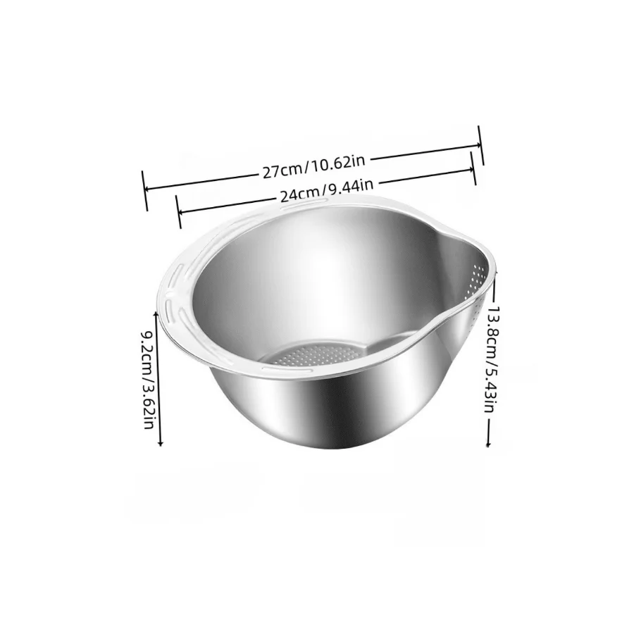 Stainless Steel Rice Washer Strainer Bowl