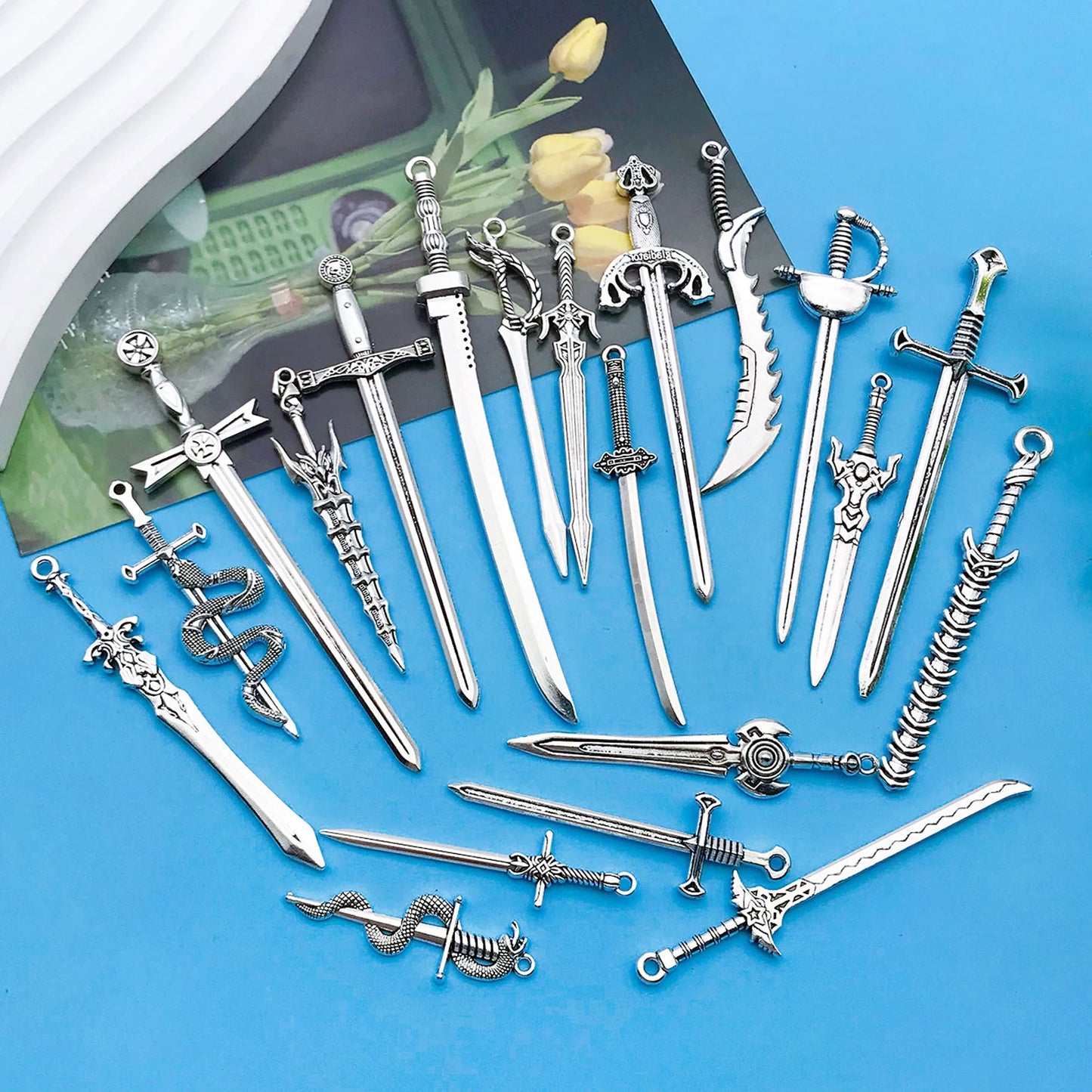 20-Piece Ancient Silver Sword Bookmark Set