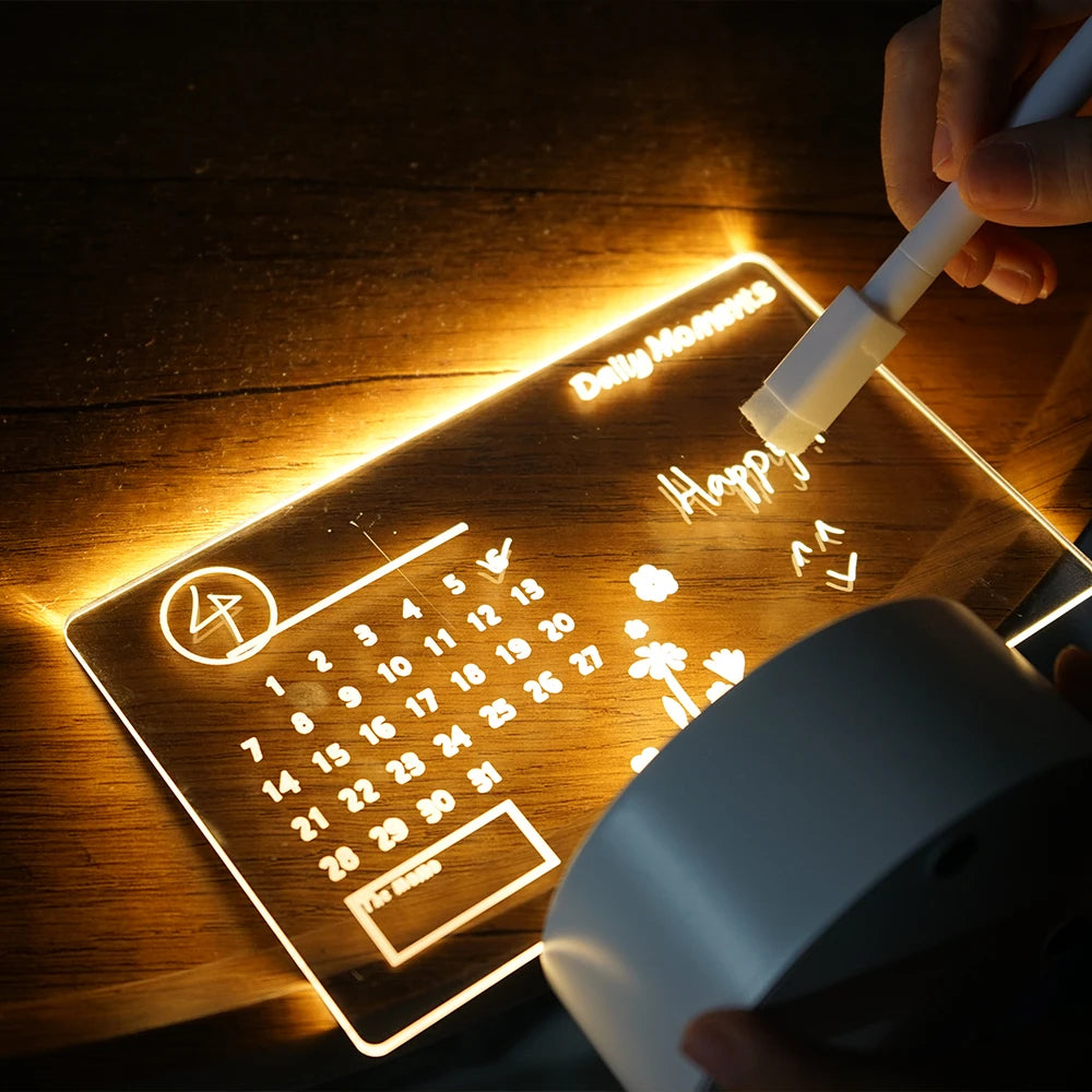 LED Message Board Night Light: Creative Rewritable Memo & Warm Decor.
