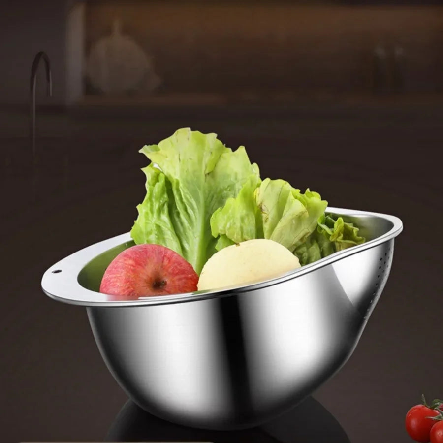 Stainless Steel Rice Washer Strainer Bowl