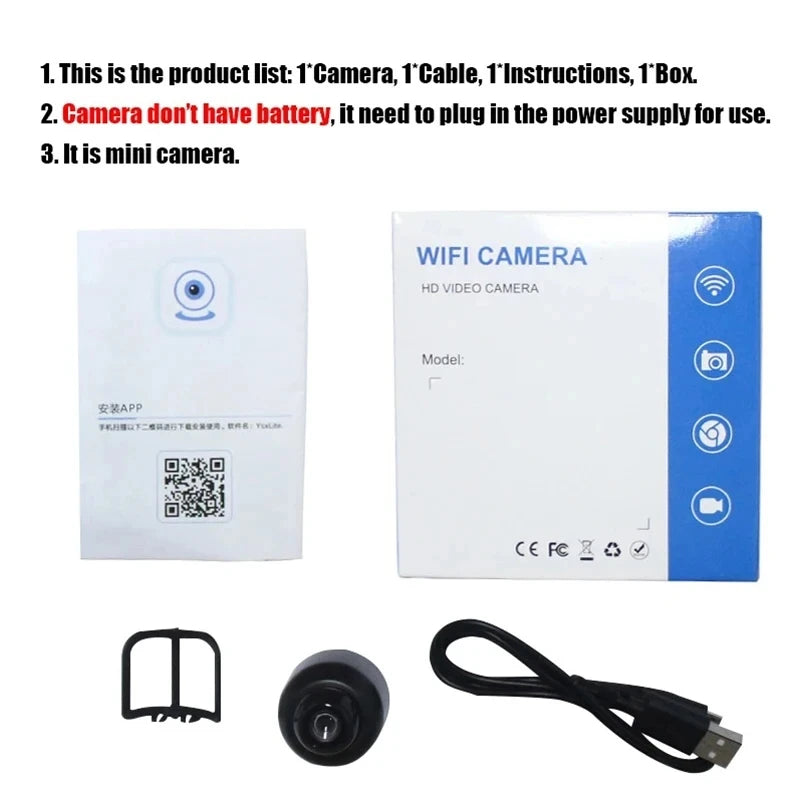 1080P HD Mini WiFi Camera – Night Vision & Remote Monitoring