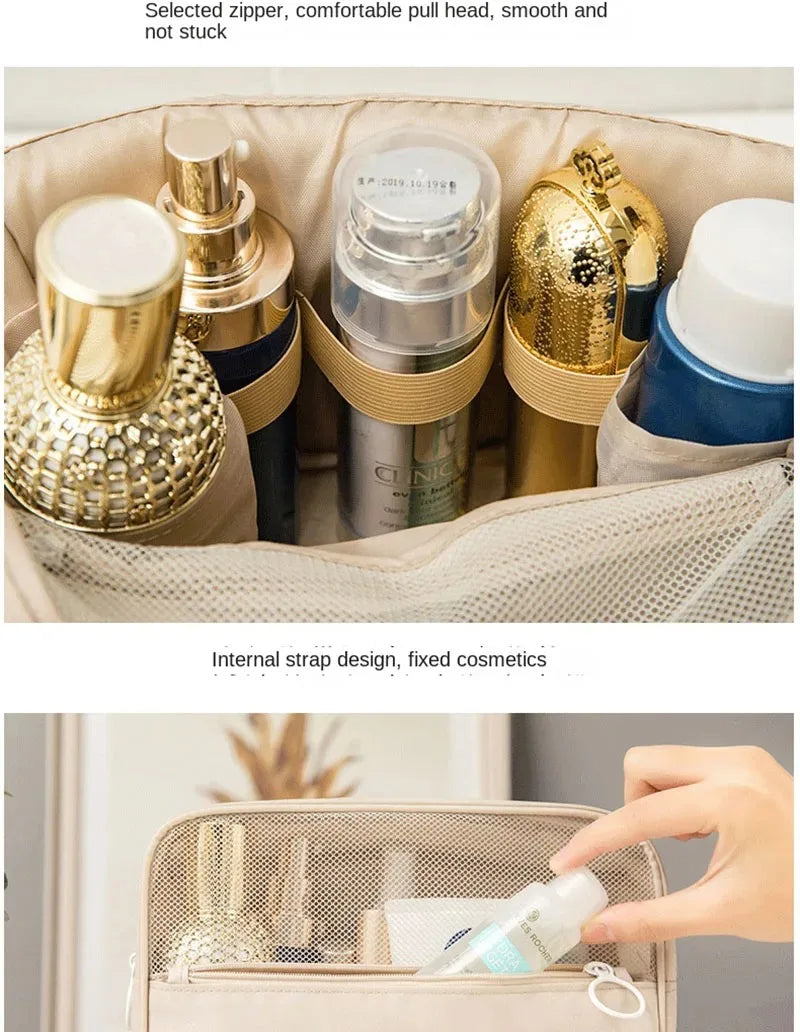 Waterproof Travel Makeup & Toiletry Bag: Hanging Organizer with Hook.