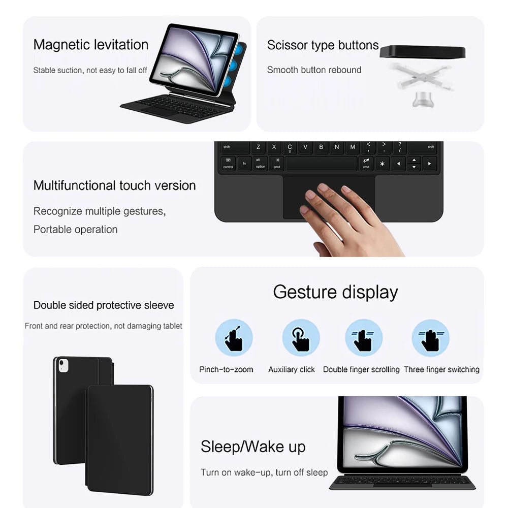Magic Keyboard Case for iPad Air 11" (M3/M2/6th/7th Gen): Precision Typing & Protection.