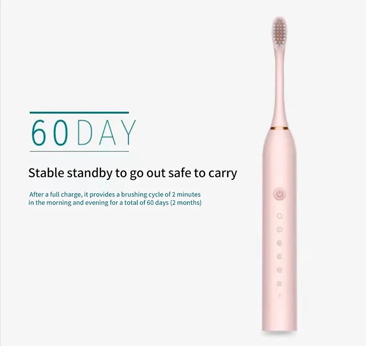 Electric Ultrasonic Toothbrush – 6-Speed Waterproof USB Rechargeable Set