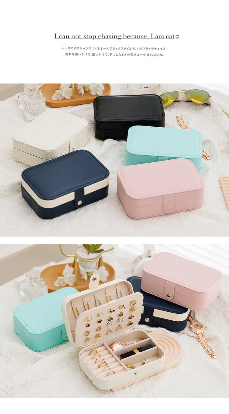 Portable Leather Jewelry Storage Box: Travel Organizer & Display Case.