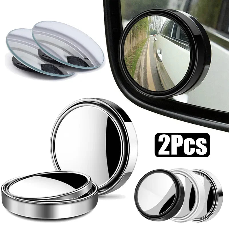 2Pcs Round Frame Convex Blind Spot Mirror