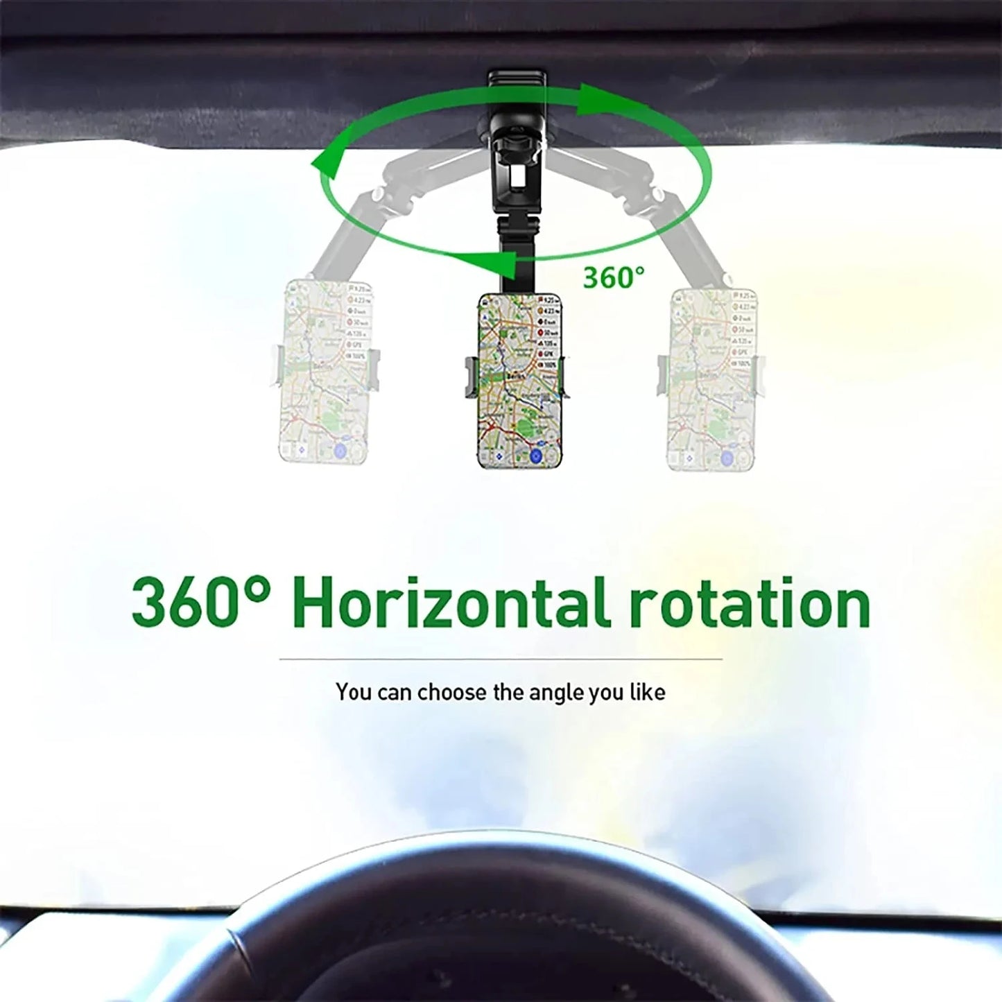 360° Rotating Sun Visor Phone Holder: Universal, Hands-Free Driving.