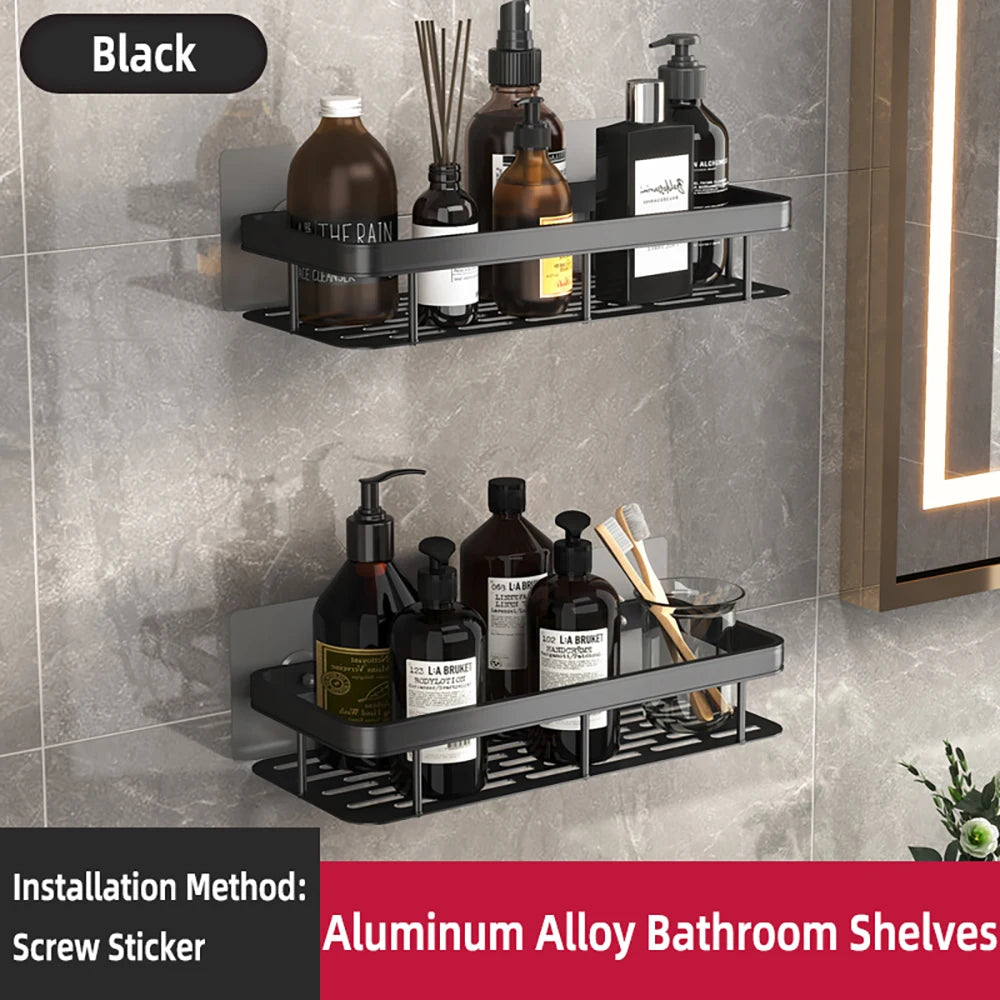 Wall-Mounted Shower & Shampoo Storage Rack.