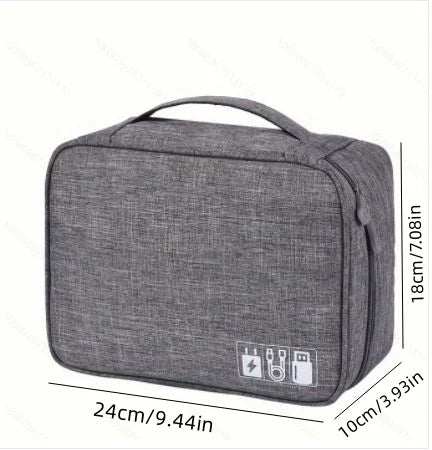 Small Electronics Travel Organizer: Cable, Cord, & SD Card Storage Bag.