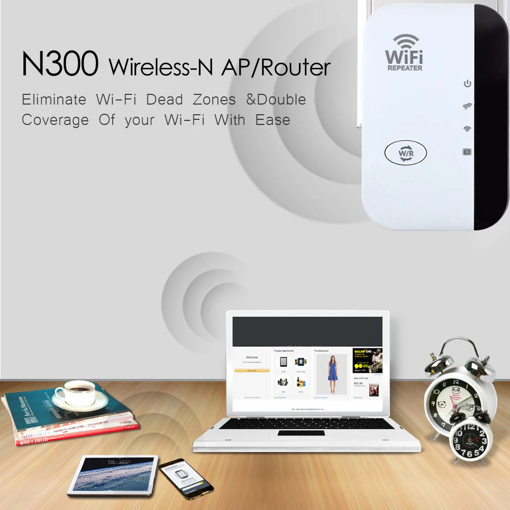 FENVI 300Mbps WiFi Repeater: Banish Dead Zones, Boost Your Signal.