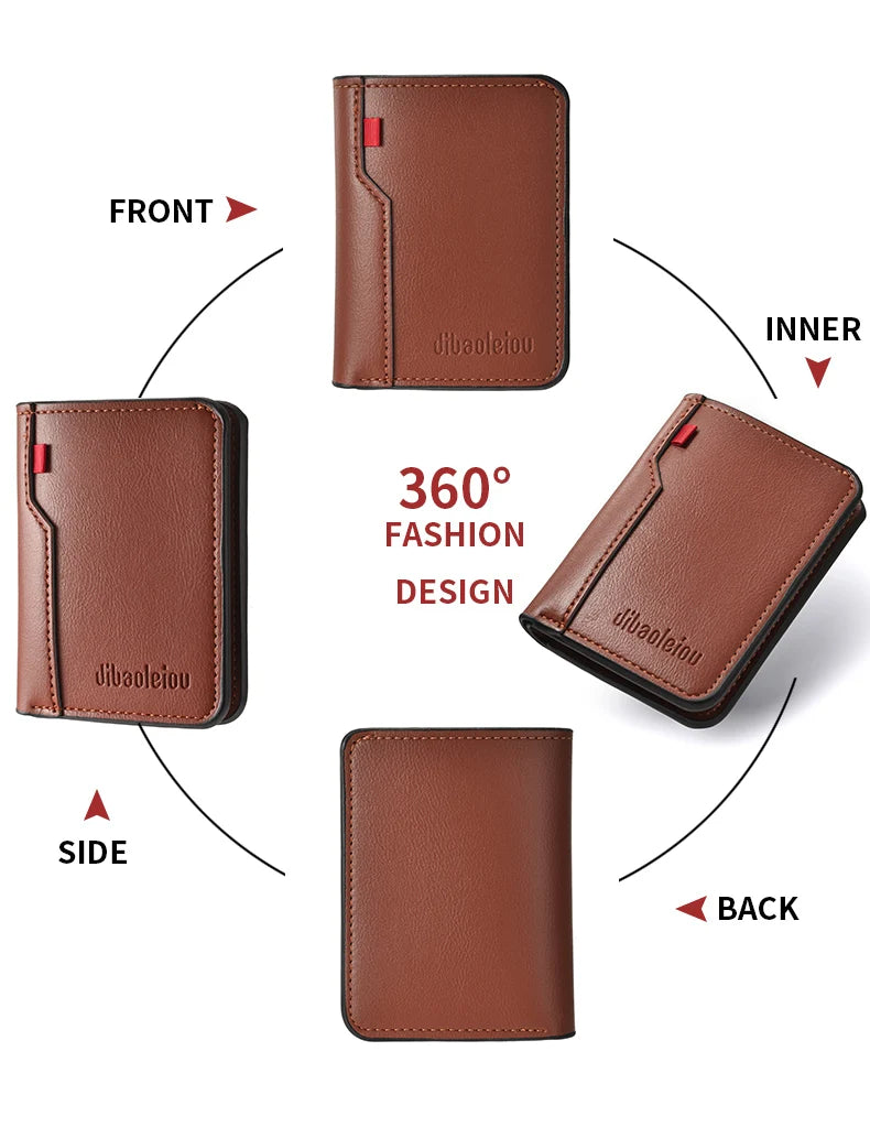 Ultra-Thin PU Leather Card Holder: Minimalist Men's Vertical Wallet.