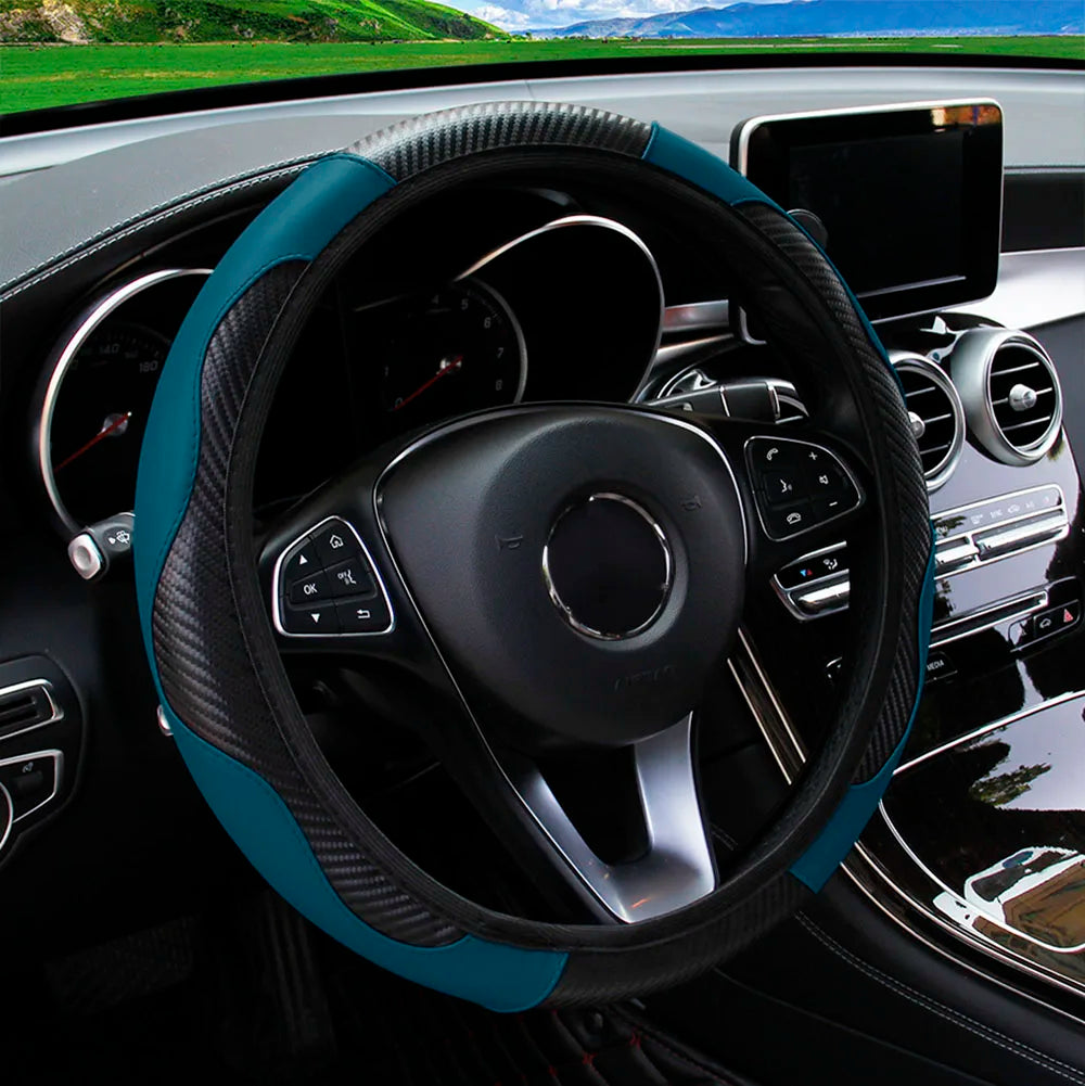 PU Carbon Fiber Leather Car Steering Wheel Cover
