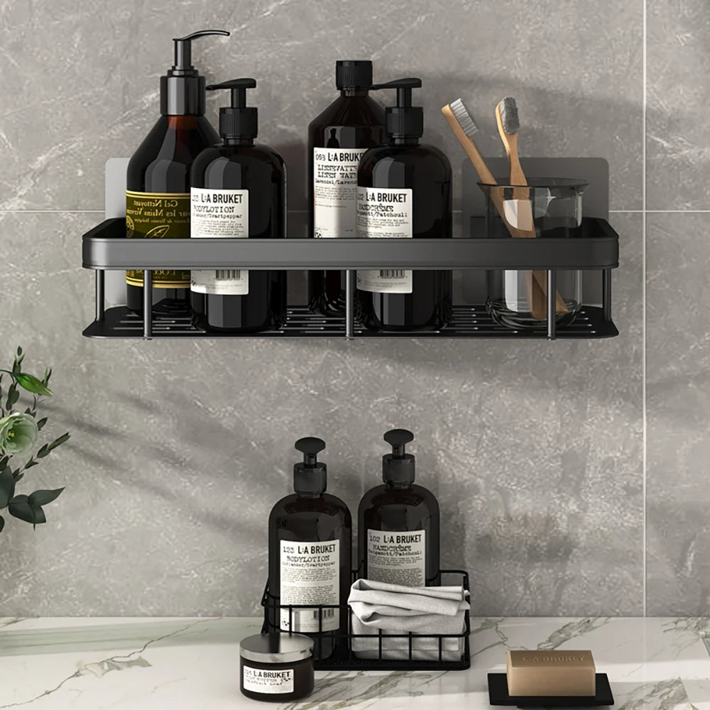 Wall-Mounted Shower & Shampoo Storage Rack.